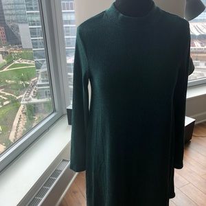 Emerald Mock Neck Long Sleeve Dress